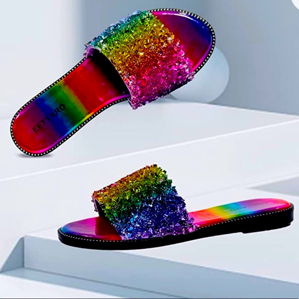 🆕Color Pop Perfection Rhinestone Jeweled-Candy Slides